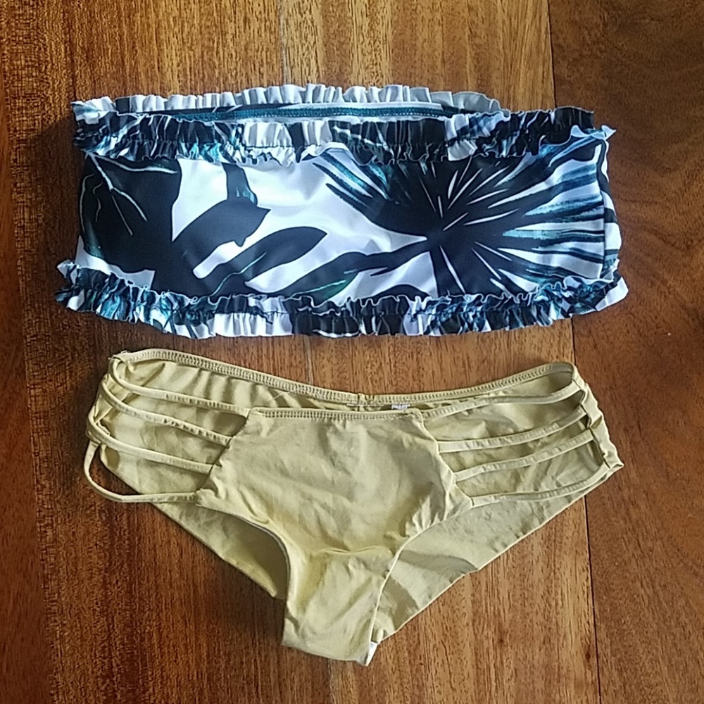 Shein bandeau tropical swim top